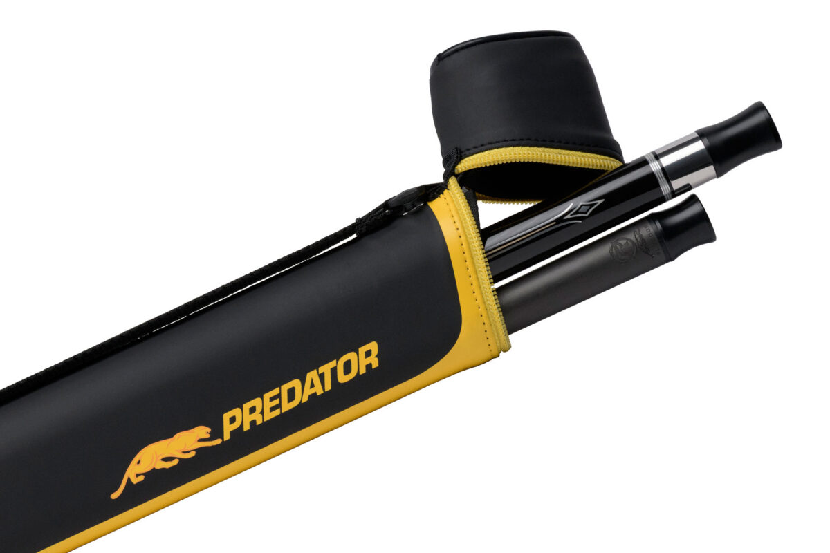 30050Y-Predator-Cue-Hard-Case-1B1S-yellow-black-Queuekoecher-Capacity-Detail Pool Cue Hard Case Predator 1x1, Black & Yellow with Shoulder Strap