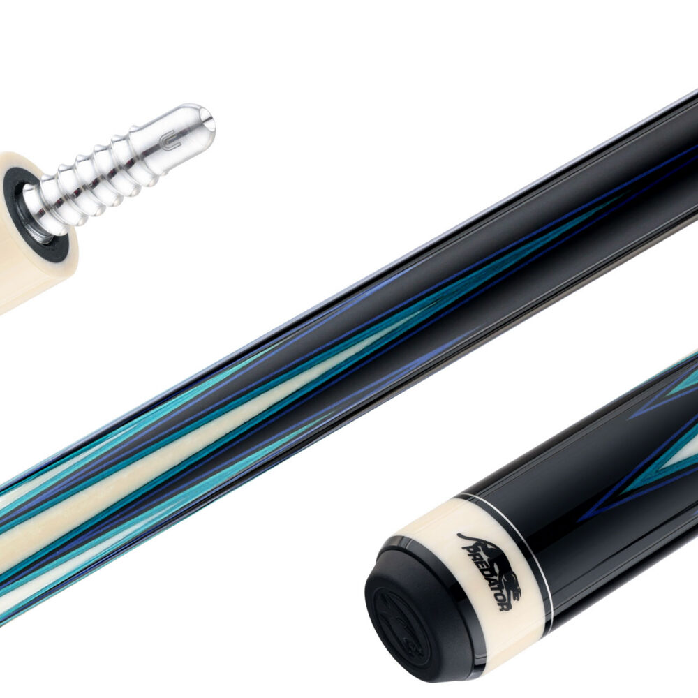Predator LE True Splice 16 Pool Cue - Ebony with Blue/Teal Points - Leather Wrap