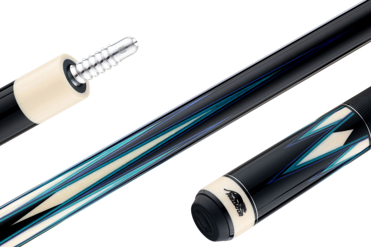 Predator LE True Splice 16 Pool Cue - Ebony with Blue/Teal Points - Leather Wrap