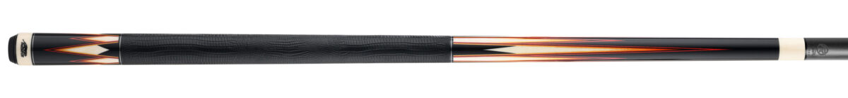 10540RED-ORG-Predator-pool-cue-TS-16-ebony-LW Predator LE True Splice 16 Pool Cue - Ebony with Red/Orange Points - Leather Wrap