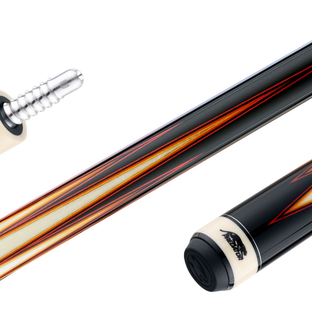 10540RED-ORG-Predator-pool-cue-TS-16-ebony-LW-Forearm-Detail Predator LE True Splice 16 Pool Cue - Ebony with Red/Orange Points - Leather Wrap