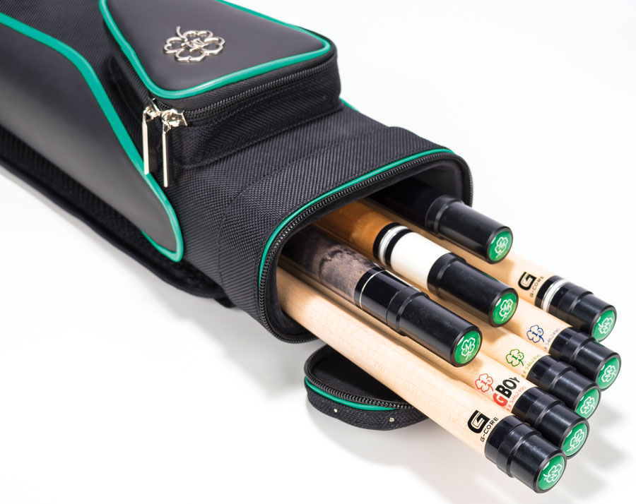 Hard cue case McDermott sport, black/green, 3x5 backpack-style shoulder straps