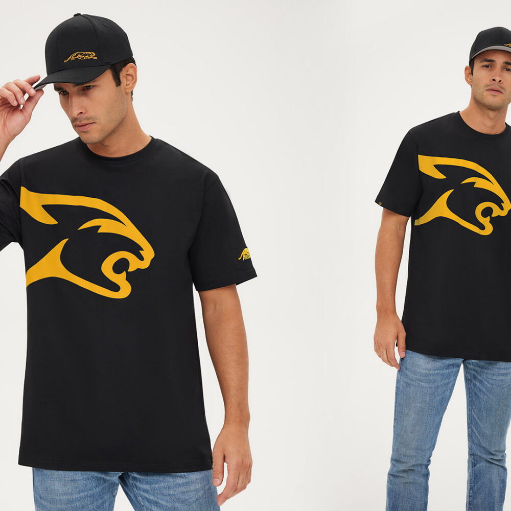 Predator Black T-Shirt Yellow Cat Head S-XXL