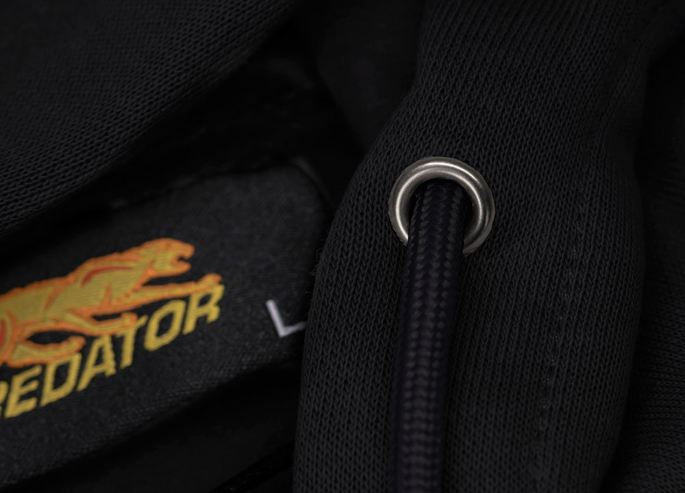 Predator Black Zip-Up Hoodie with White Embroidered Logo on Front, M-XL