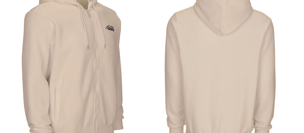 42028L-predator-zip-hoodie-ivory-Embroidered-logo-black Predator Ivory Zip-Up Hoodie with Black Embroidered Logo Front M-XL