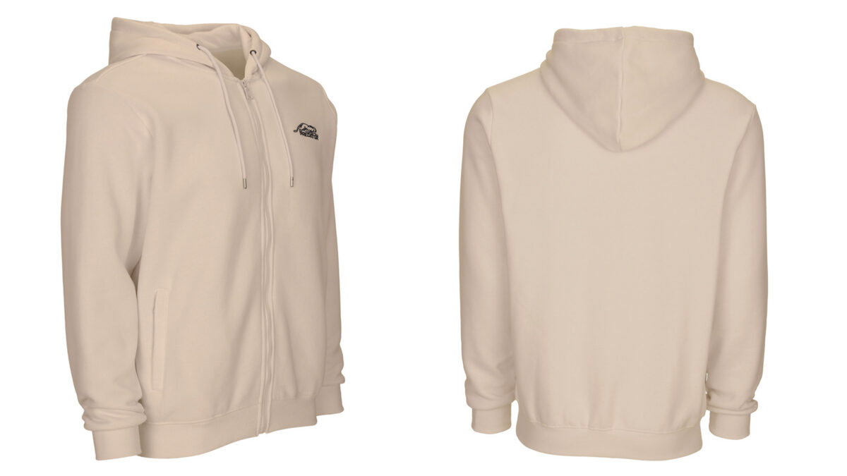 Predator Ivory Zip-Up Hoodie with Black Embroidered Logo Front M-XL