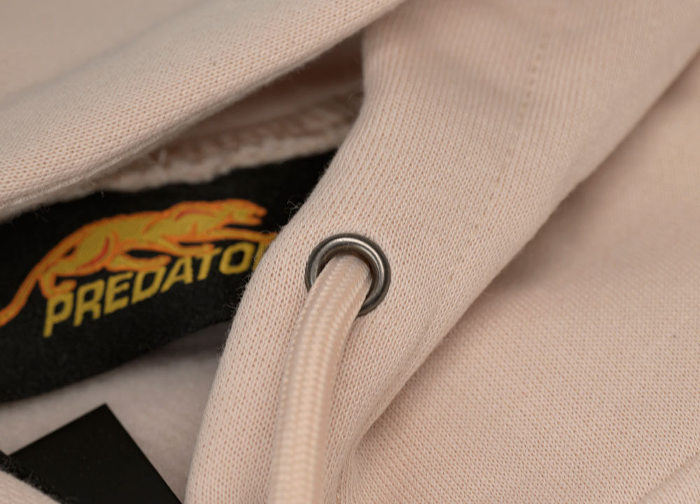 Predator Ivory Zip-Up Hoodie with Black Embroidered Logo Front M-XL