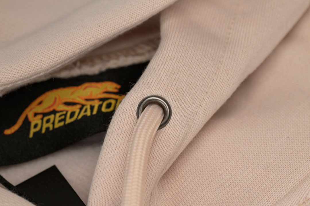 Predator Ivory Zip-Up Hoodie with Black Embroidered Logo Front M-XL