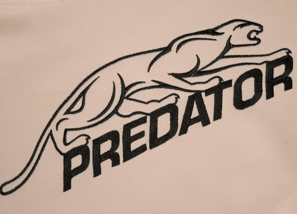 Predator Ivory Zip-Up Hoodie with Black Embroidered Logo Front M-XL