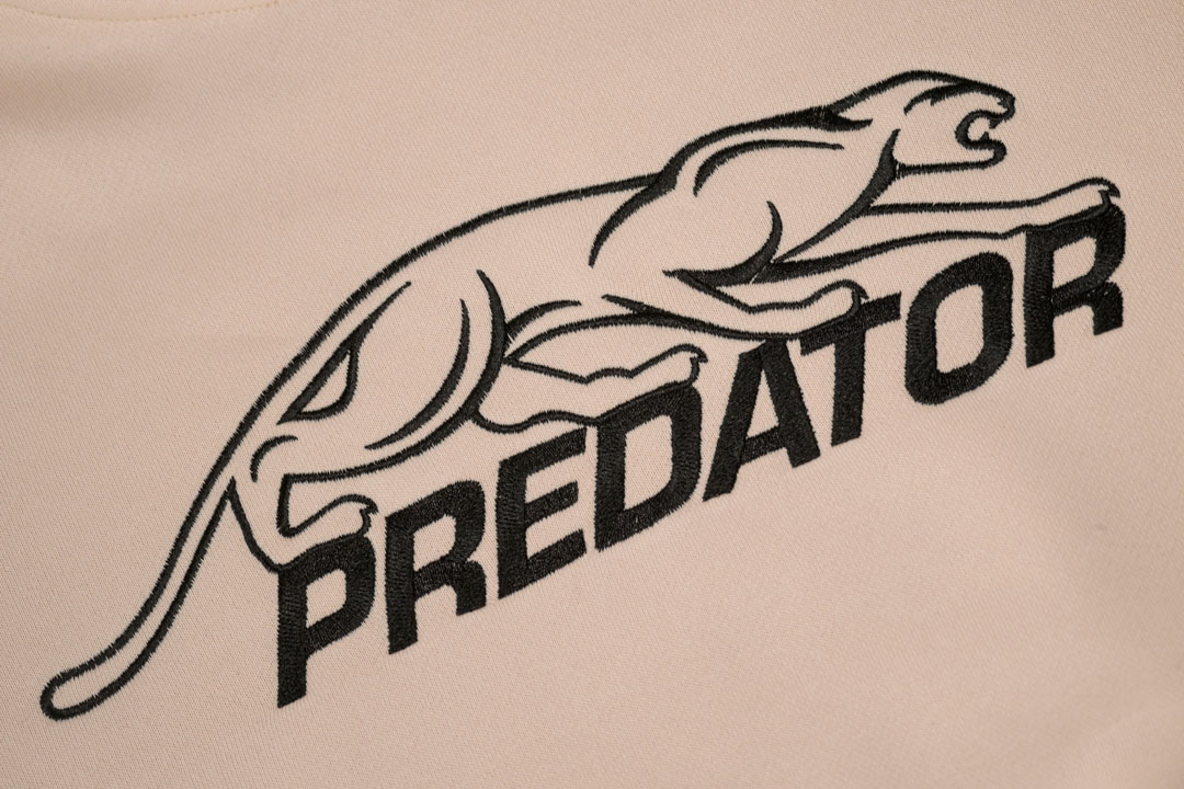 Predator Ivory Zip-Up Hoodie with Black Embroidered Logo Front M-XL