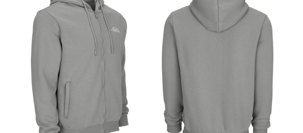 42029L-predator-zip-hoodie-gray-Embroidered-logo-white Predator Gray Zip-Up Hoodie with White Embroidered Logo Front M-XL