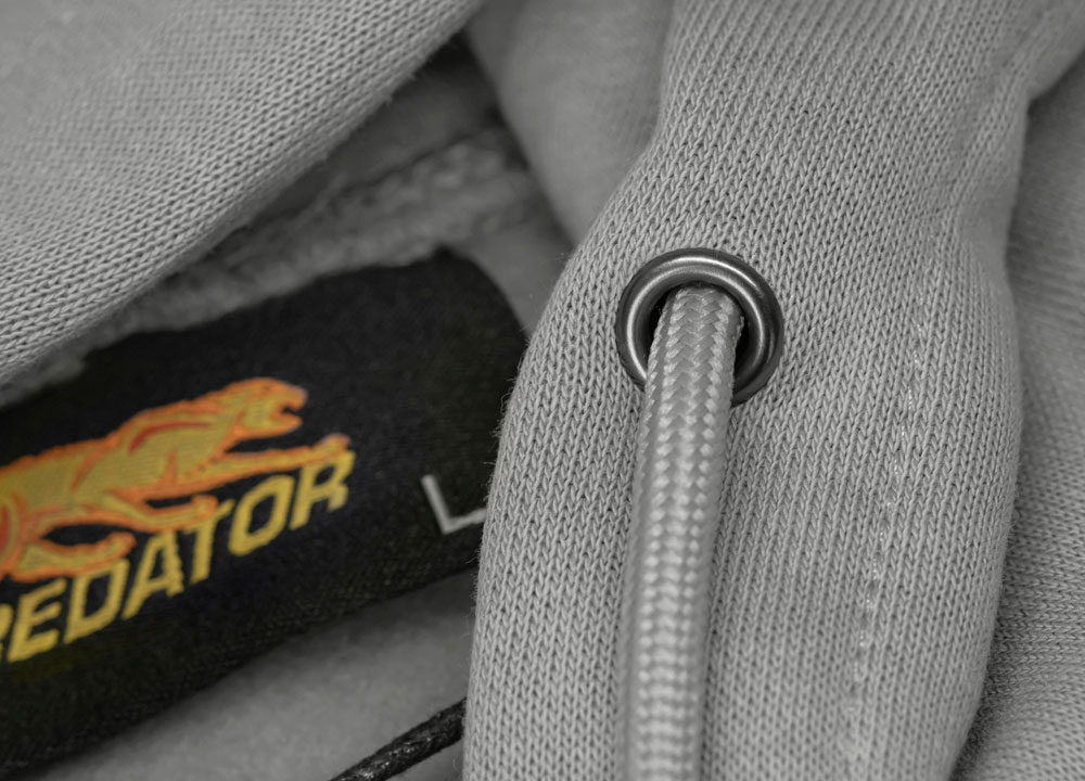 Predator Gray Zip-Up Hoodie with White Embroidered Logo Front M-XL