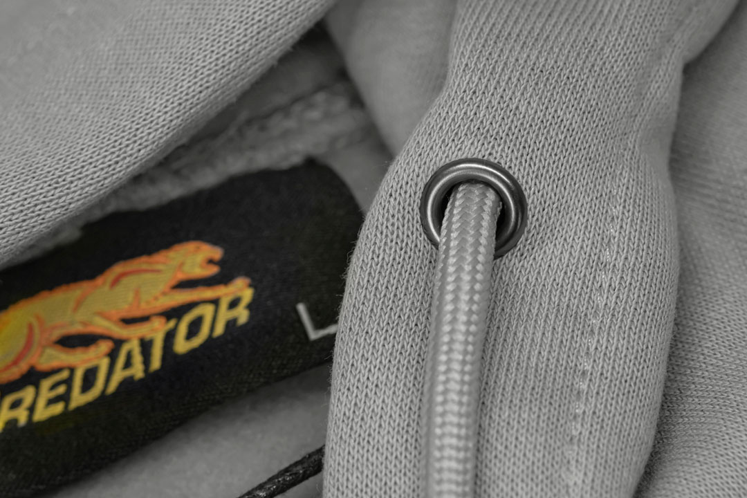 Predator Gray Zip-Up Hoodie with White Embroidered Logo Front M-XL