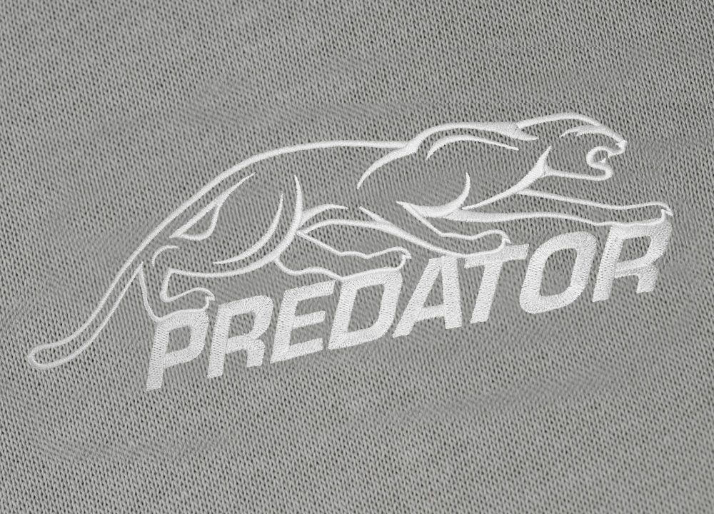 Predator Gray Zip-Up Hoodie with White Embroidered Logo Front M-XL