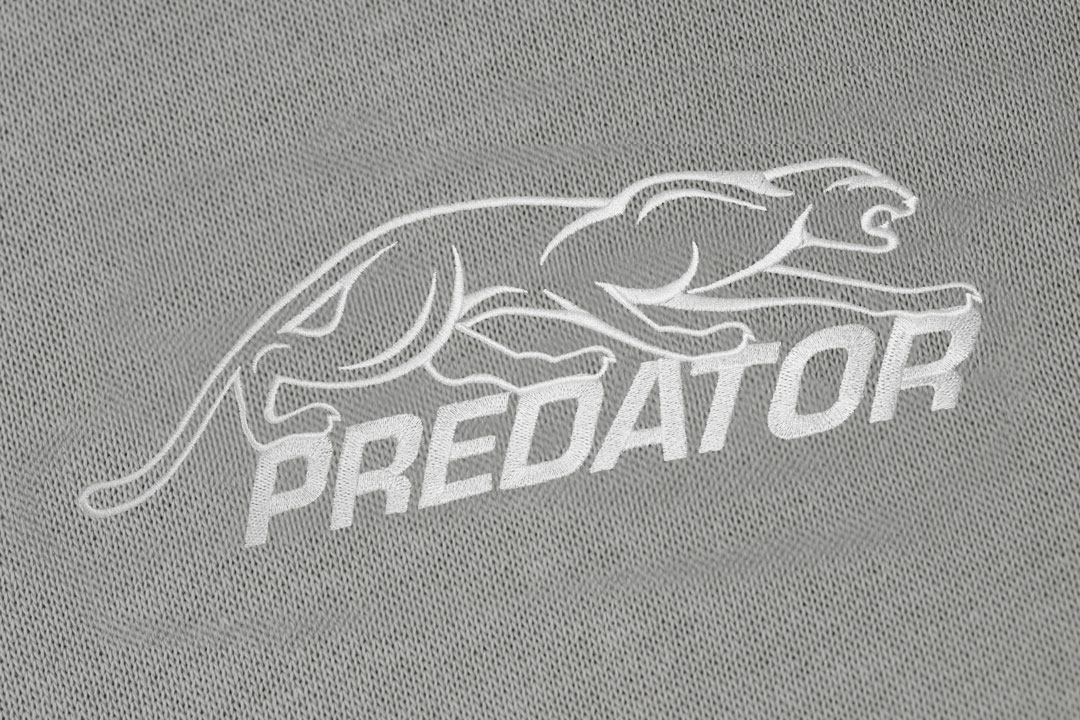 Predator Gray Zip-Up Hoodie with White Embroidered Logo Front M-XL