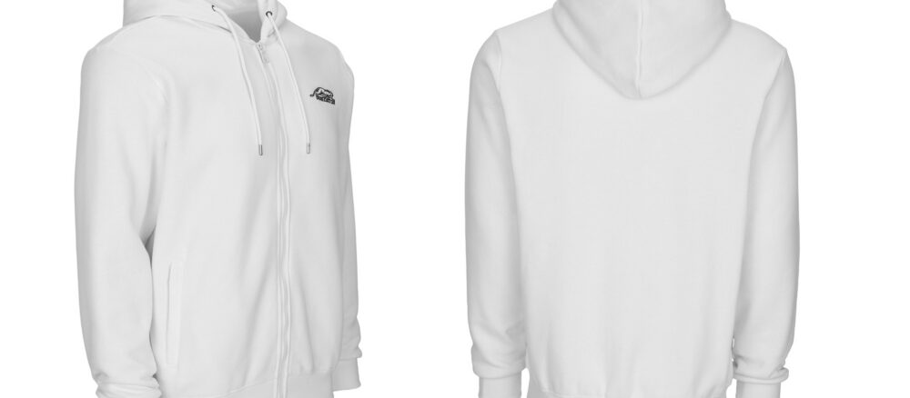 42029L-predator-zip-hoodie-white-Embroidered-logo-black Predator White Zip-Up Hoodie with Black Embroidered Logo on Front M-XL