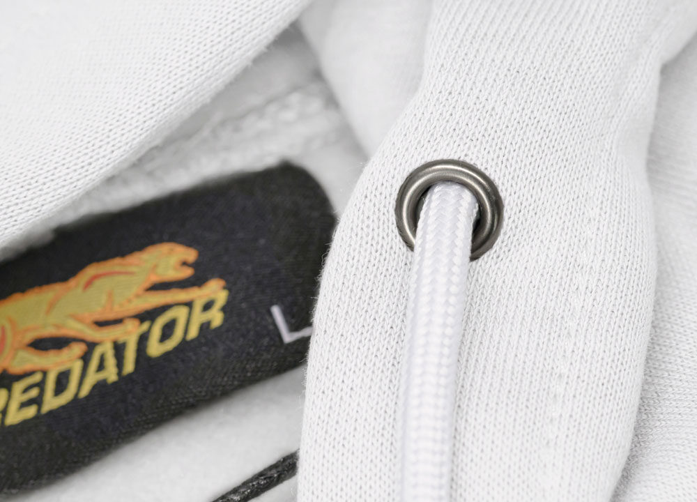 Predator White Zip-Up Hoodie with Black Embroidered Logo on Front M-XL