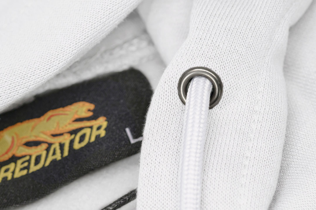 Predator White Zip-Up Hoodie with Black Embroidered Logo on Front M-XL