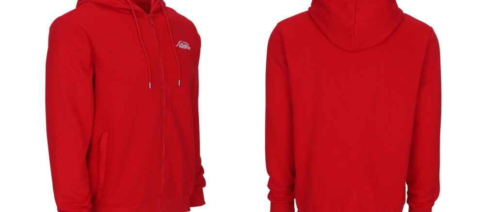 42031L-predator-zip-hoodie-red-Embroidered-logo-white Predator Red Zip-Up Hoodie with White Embroidered Logo Front M-XL