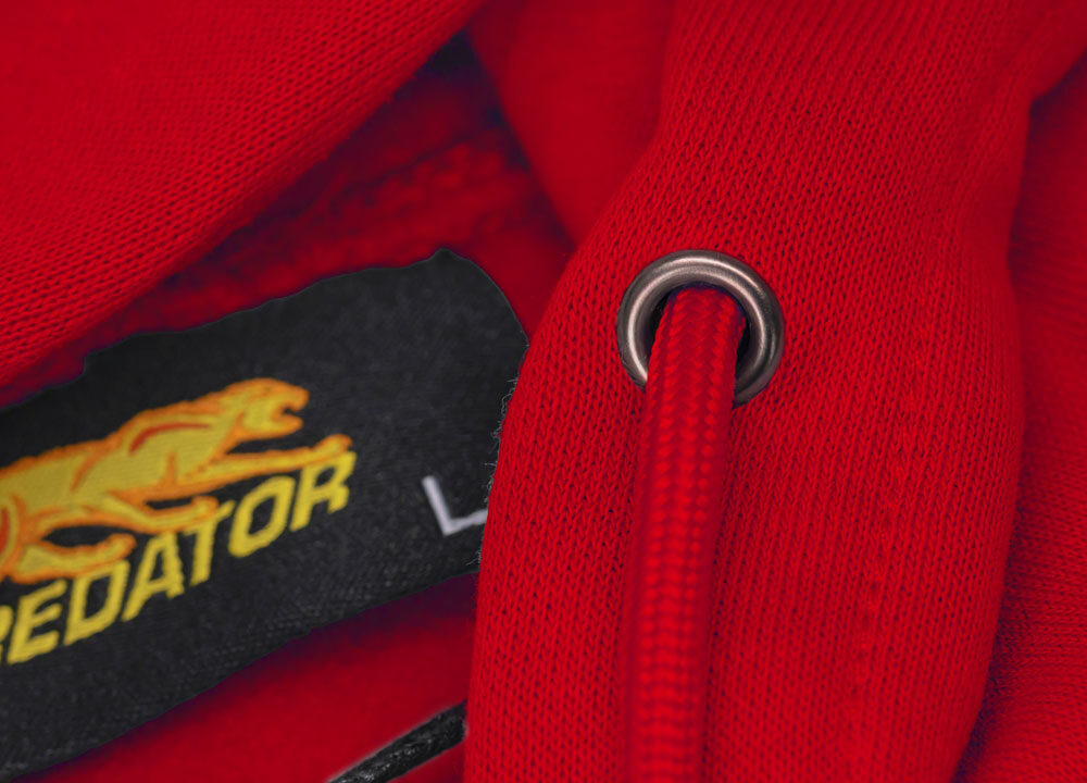 Predator Red Zip-Up Hoodie with White Embroidered Logo Front M-XL