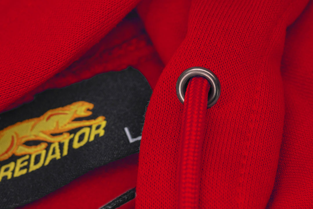 Predator Red Zip-Up Hoodie with White Embroidered Logo Front M-XL