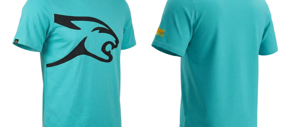 42033XX-Predator-Teal-Black-T-Shirt-front-back Predator Teal T-Shirt Black Cat Head XS-XXL
