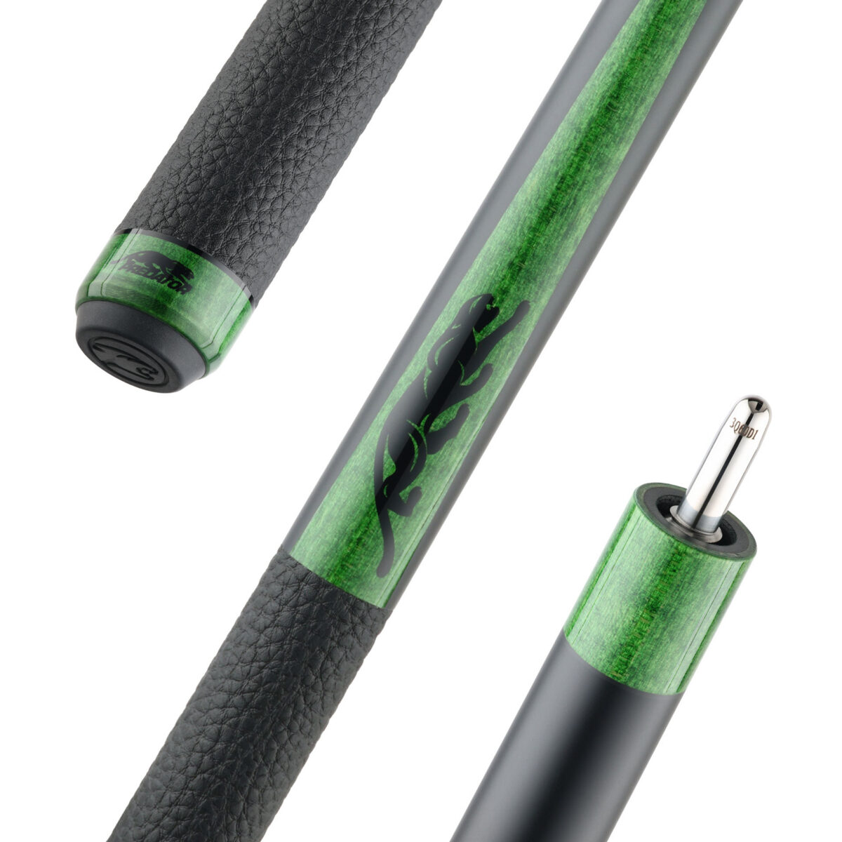 Pool Cue Predator SP2 Green Stained Curly Maple 1, Leather Wrap, Uni-Loc