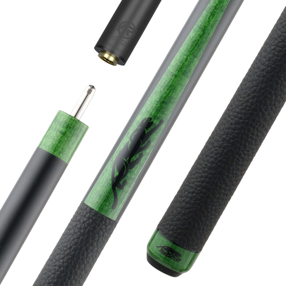 Pool Cue Predator SP2 Green Stained Curly Maple 1, Leather Wrap, Uni-Loc